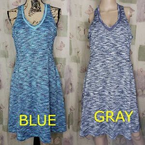 Blue gray sleeveless tennis racerback dress with built in bra mesh back